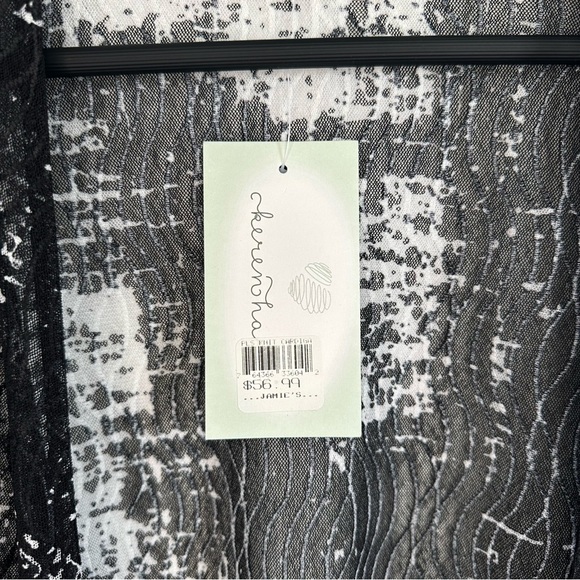 Keren Hart Black & White Patterned Lightweight Cardigan – Size 1X NWT - Picture 4 of 7